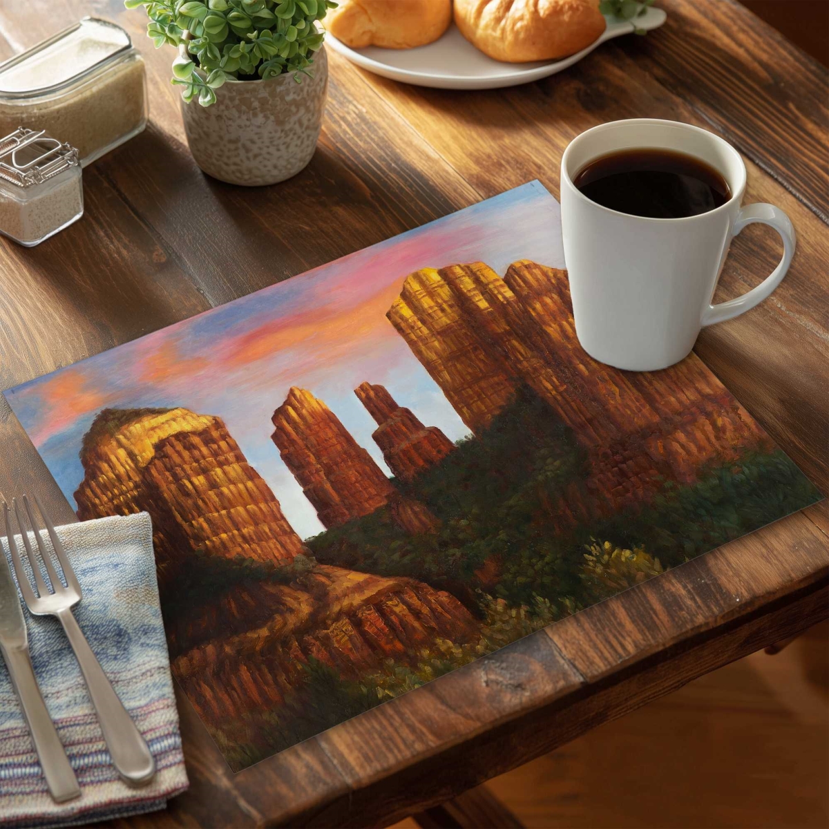 Picture of Begin Home Decor C4PP1418ESX35V 14 x 18 in. Cathedral Rock Arizona Polyester Placemat - Home Decor - Set of 4