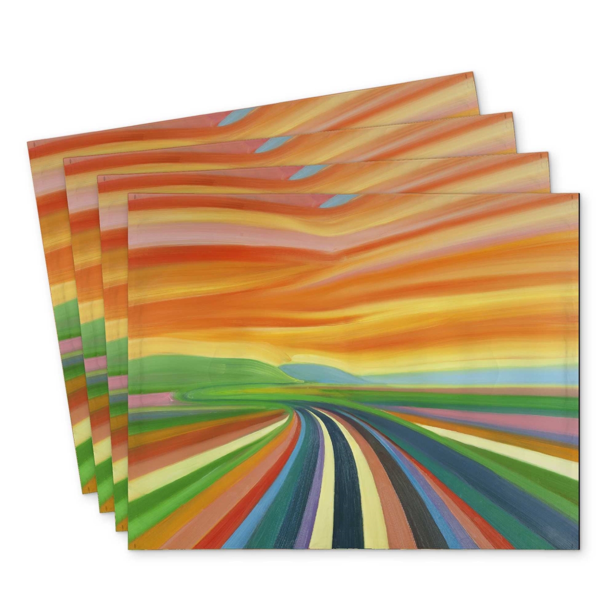 Picture of Begin Home Decor C4PP1418G5OIU5 14 x 18 in. Colorful Road Polyester Placemat - Home Decor Essential - Set of 4