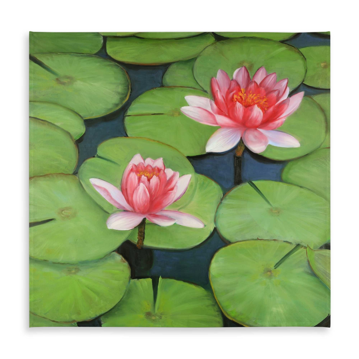 Picture of Begin Home Decor C1TC58586Z2EDN 58 x 58 in. Lotus Flowers in A Swamp Tablecloth - Green Botanical Decor