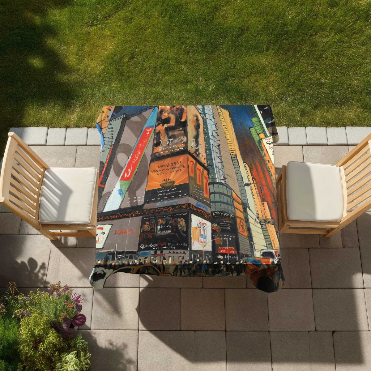 Picture of Begin Home Decor C1TC5858ESX16V 58 x 58 in. Illuminated York City Street Tablecloth - Indoor & Outdoor