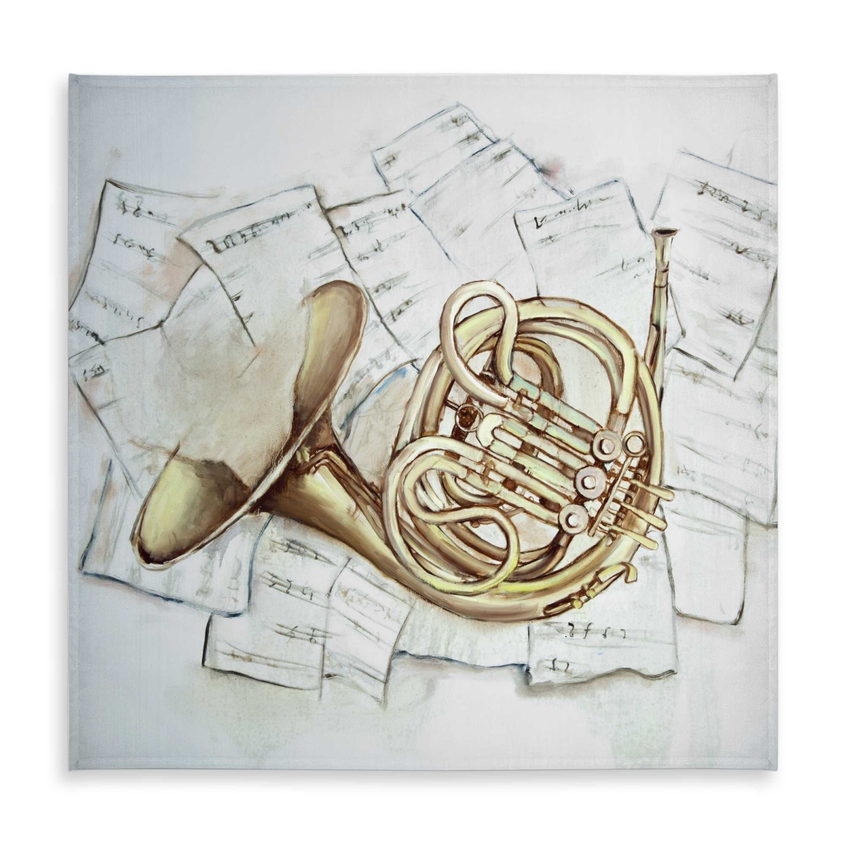 Picture of Begin Home Decor C1TC5858F5B2LY 58 x 58 in. Horn on Music Sheet Tablecloth - Indoor & Outdoor Home Decor