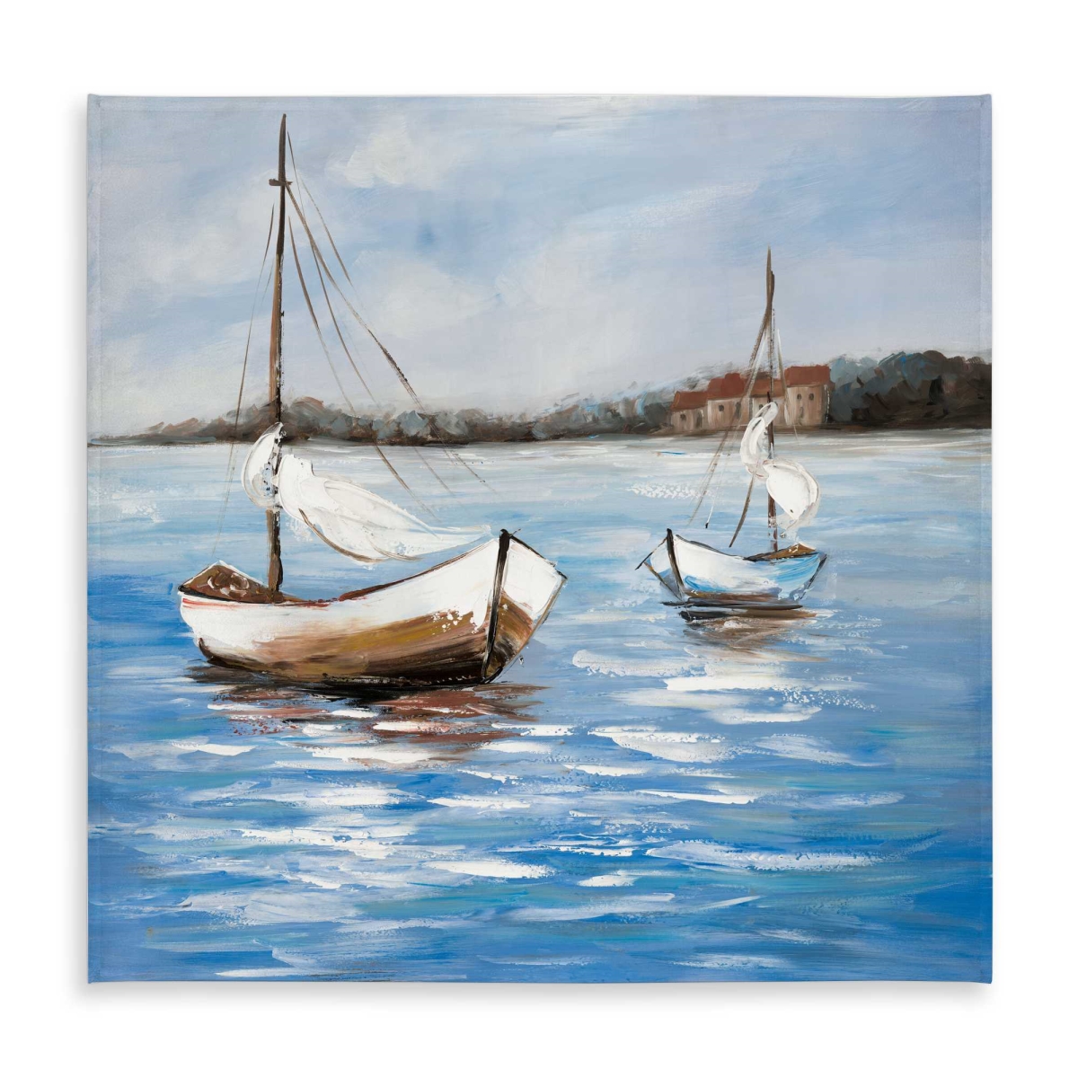 Picture of Begin Home Decor C1TC5858LSG2IM 58 x 58 in. Two Boats on the Water Tablecloth - Coastal Bedroom Decor