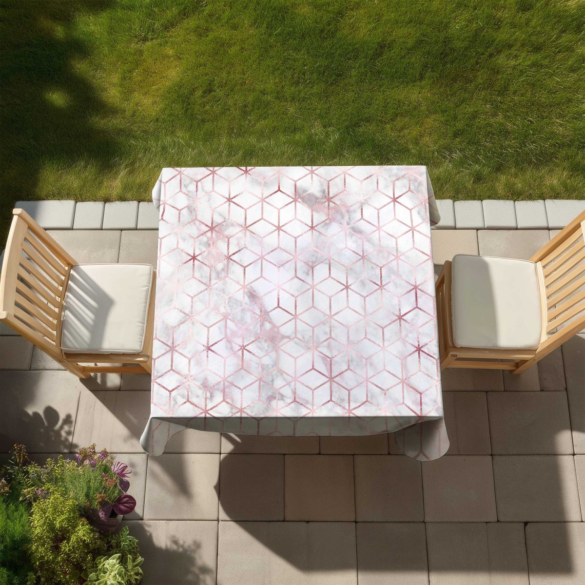 Picture of Begin Home Decor C1TC5858PN3AGP 58 x 58 in. Symmetry Modern Indoor & Outdoor Tablecloth for Home Decor
