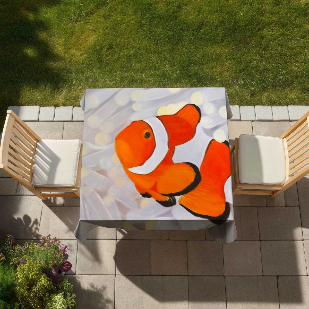 Picture of Begin Home Decor C1TC5858R3U014 58 x 58 in. Clownfish Tablecloth - Animals Bathroom for Home & Garden
