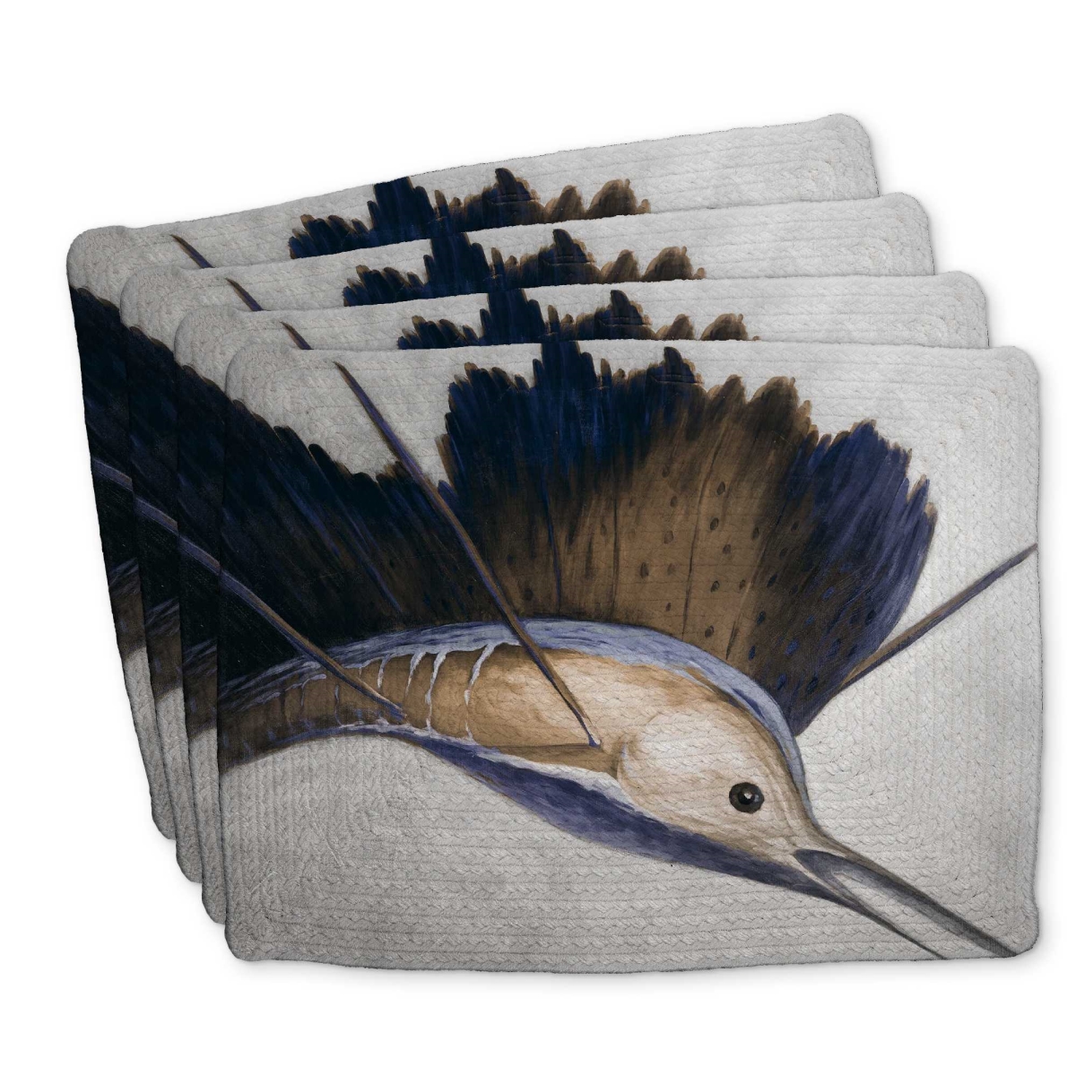 Picture of Begin Home Decor C4BP14183RDOET 14 x 18 in. Abstract Swordfish Braided Polyester Placemat - Home Decor - Set of 4