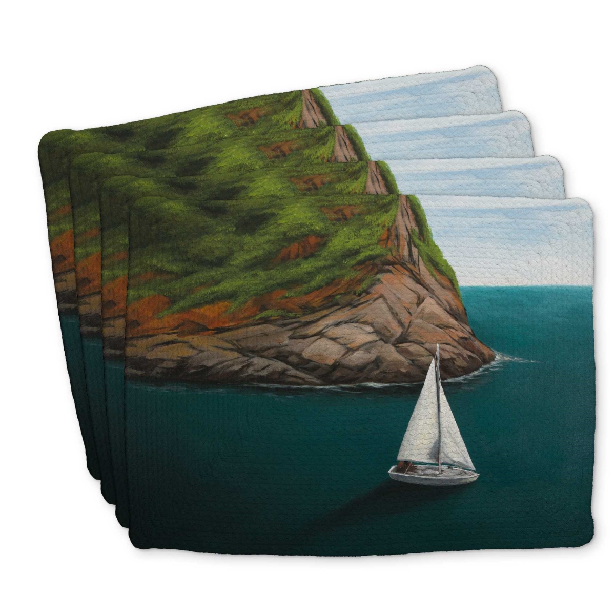 Picture of Begin Home Decor C4BP14184EJMKM 14 x 18 in. At Seda in Porto Venere - Braided Polyester Placemat - Set of 4