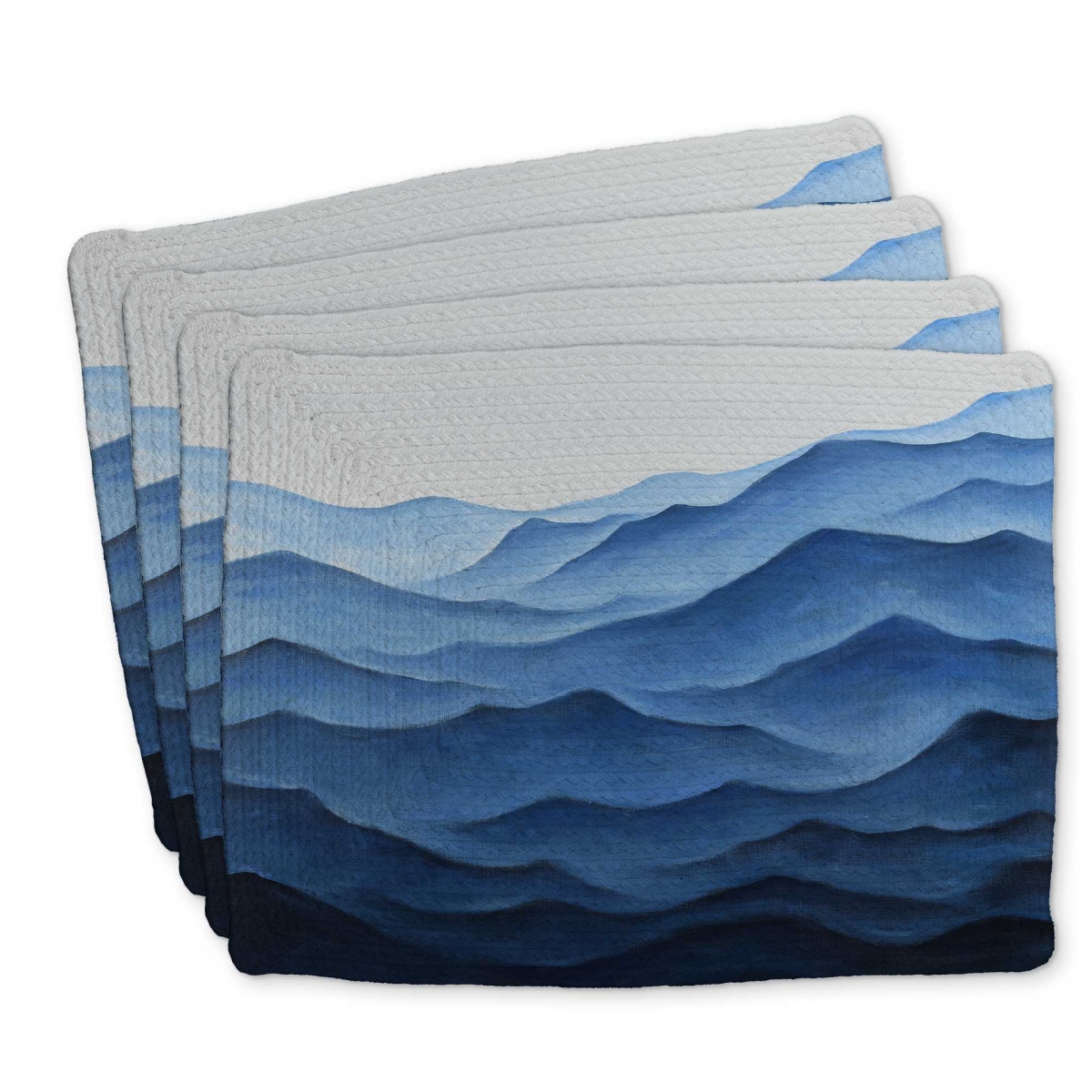 Picture of Begin Home Decor C4BP14185431YN 14 x 18 in. Blue Ocean Braided Polyester Placemats for Home Decor - Set of 4