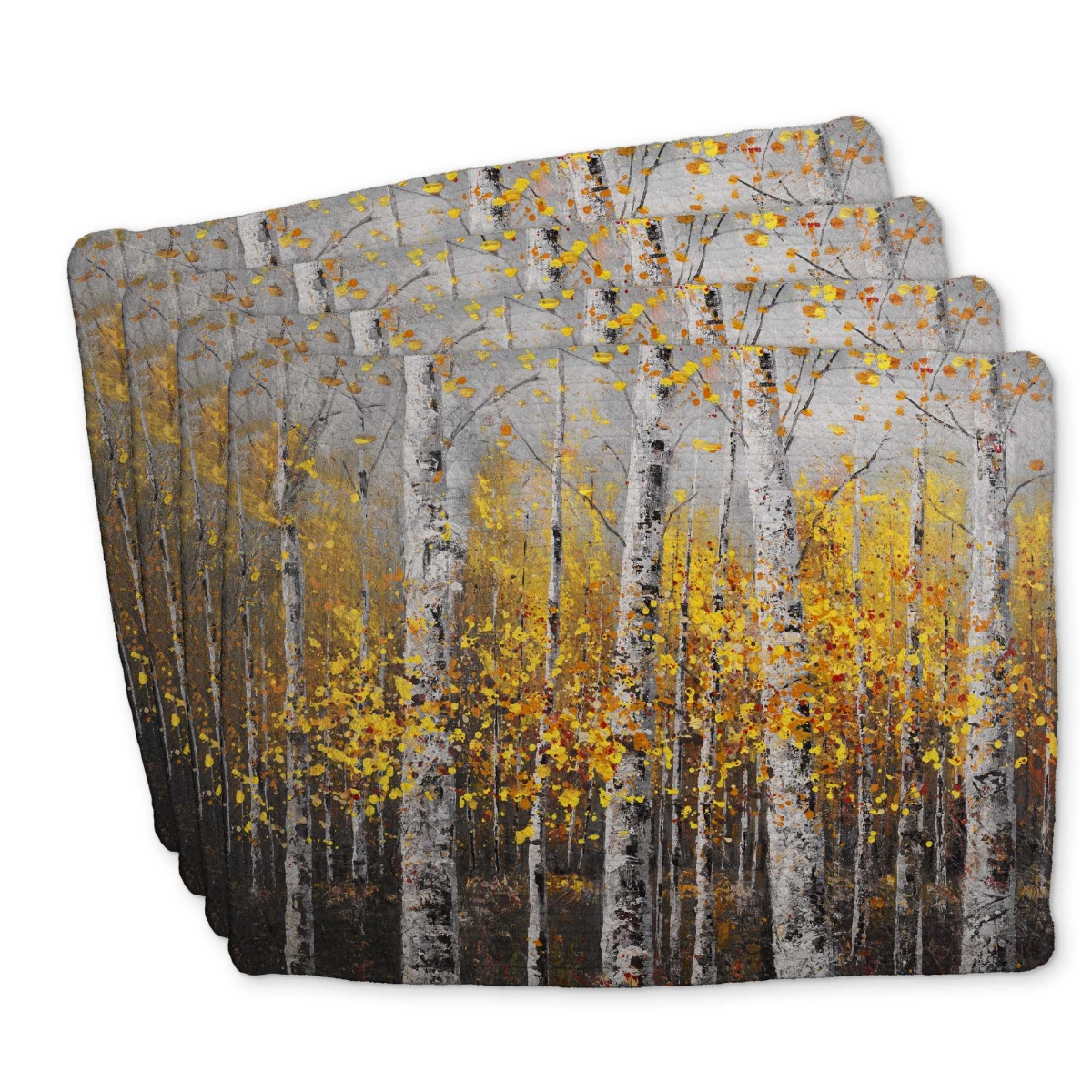 Picture of Begin Home Decor C4BP1418A655IW 14 x 18 in. Sunny Birch Trees - Braided Polyester Placemat for Home - Set of 4