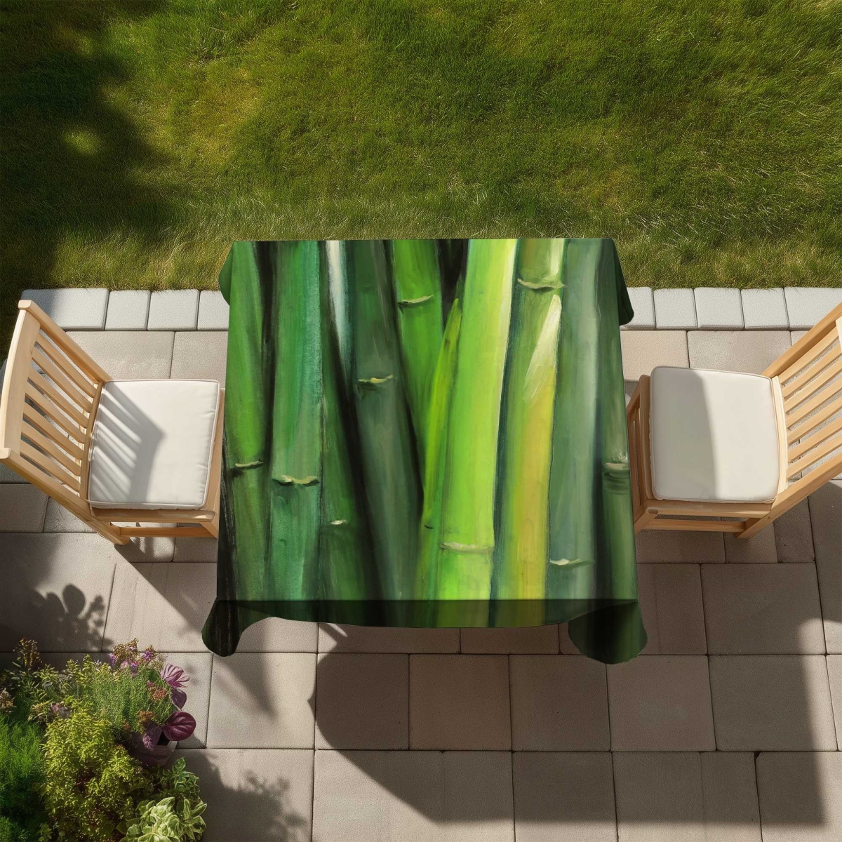Picture of Begin Home Decor C1TC58580JBPXF 58 x 58 in. Bamboo Plant Tablecloth - Livingroom Botanical Home Decor