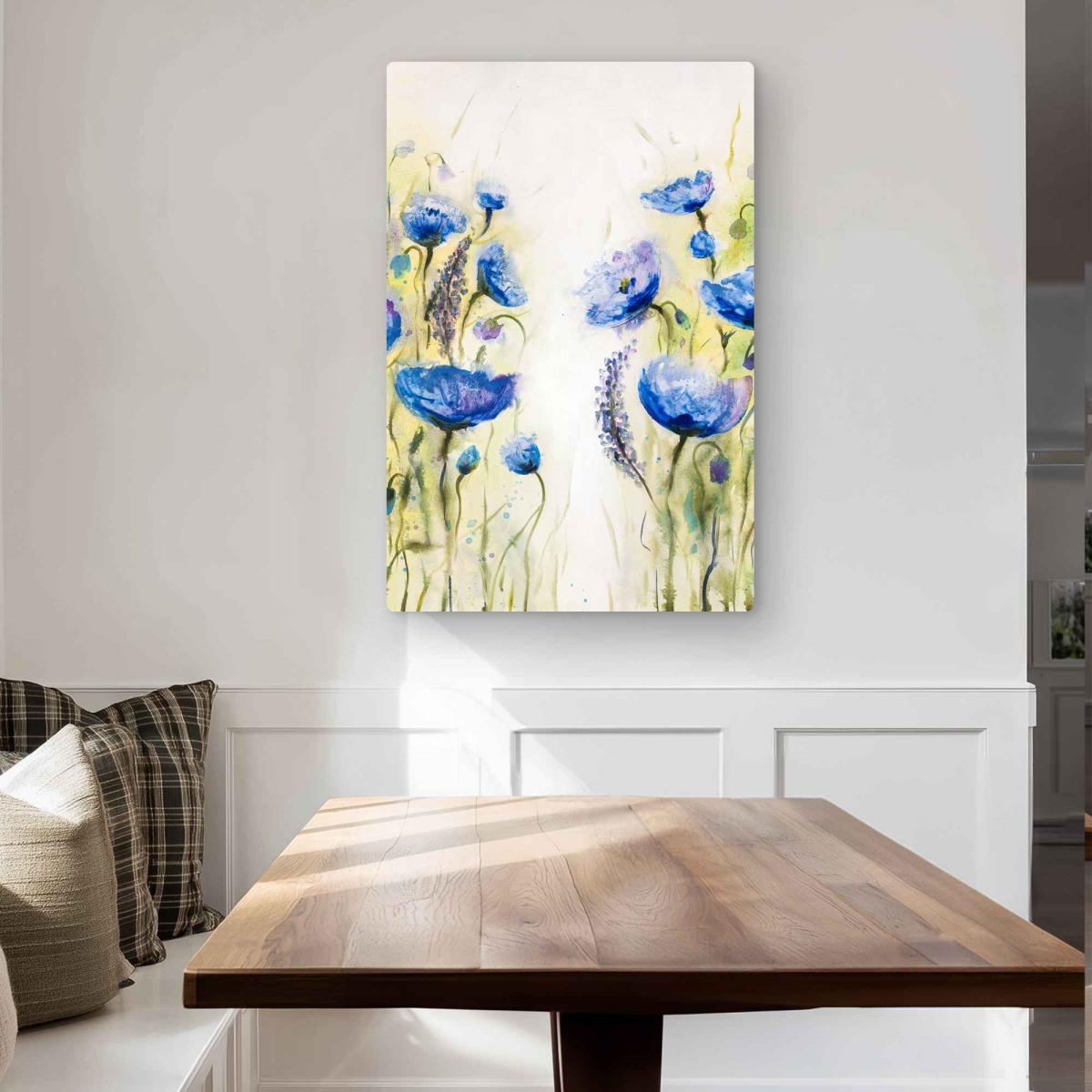 C1MP2436AI61BF 24 x 36 in. Blue Garden Wall Art - Romantic Floral Botanical Metal Print Decor