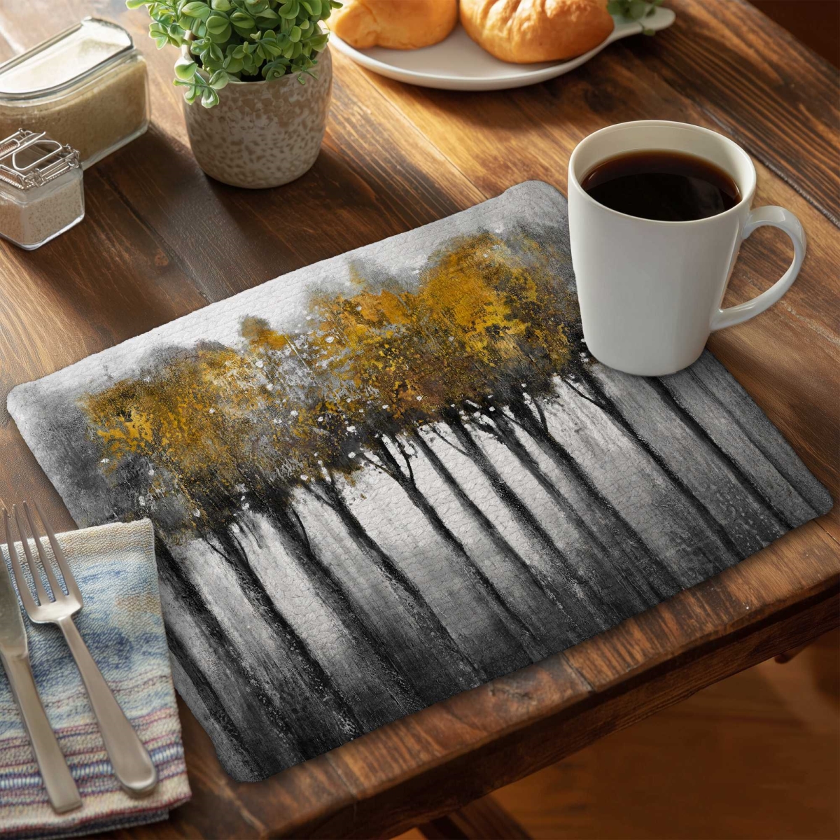 Picture of Begin Home Decor C6BP1418JL6WXE 14 x 18 in. Illuminated Forest Braided Polyester Placemat for Home Decor - Set of 6