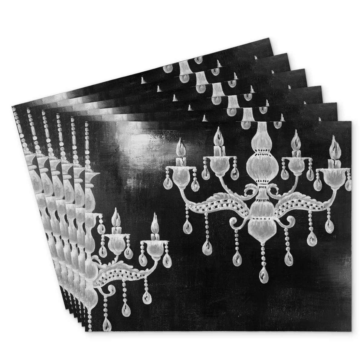 Picture of Begin Home Decor C6PP14181EGPDK 14 x 18 in. White Chandeliers Polyester Placemats - Elegant Home Decor - Set of 6