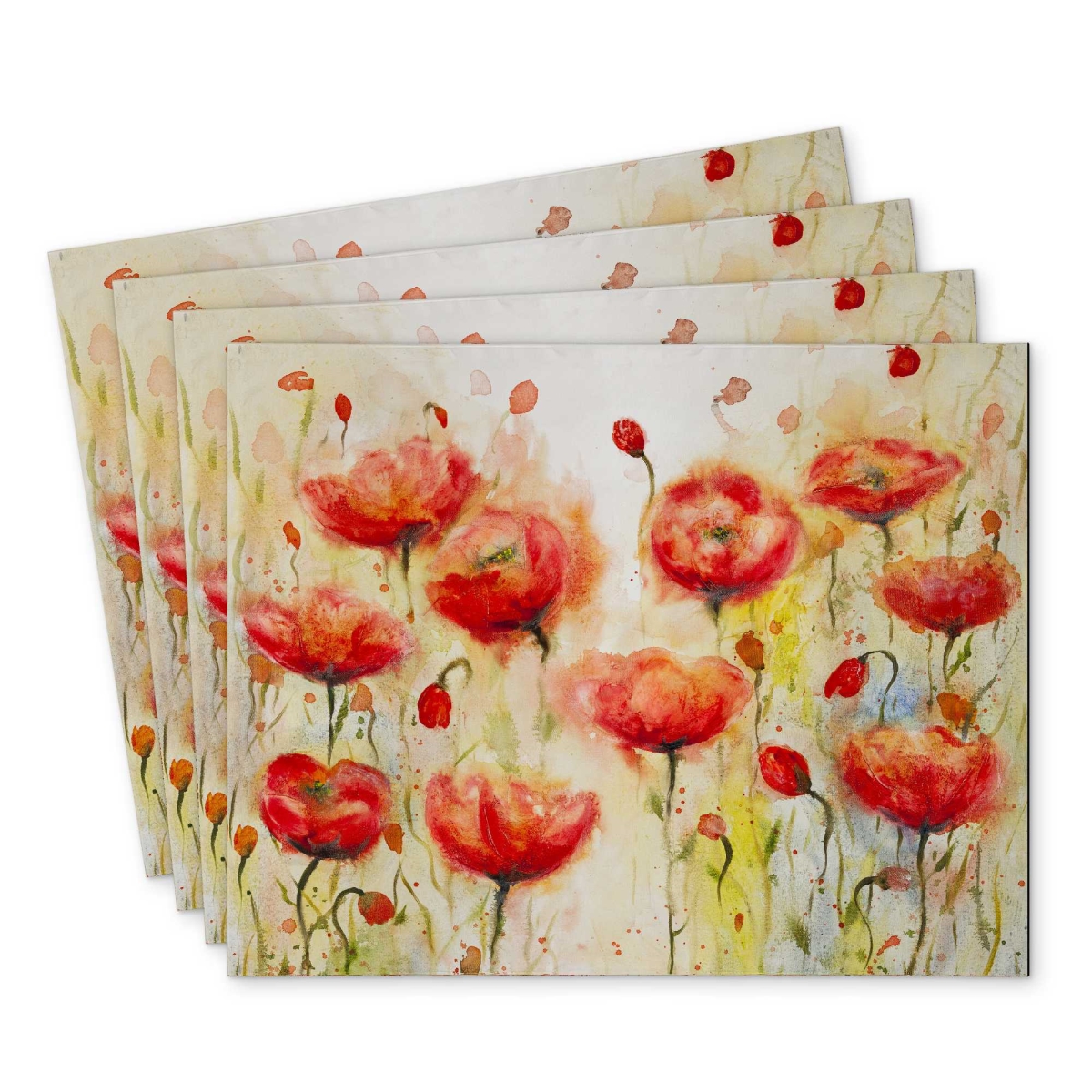 Picture of Begin Home Decor C4PP1418CJ5X5I 14 x 18 in. Red Flowers Garden Polyester Placemat - Home Decor Accent - Set of 4