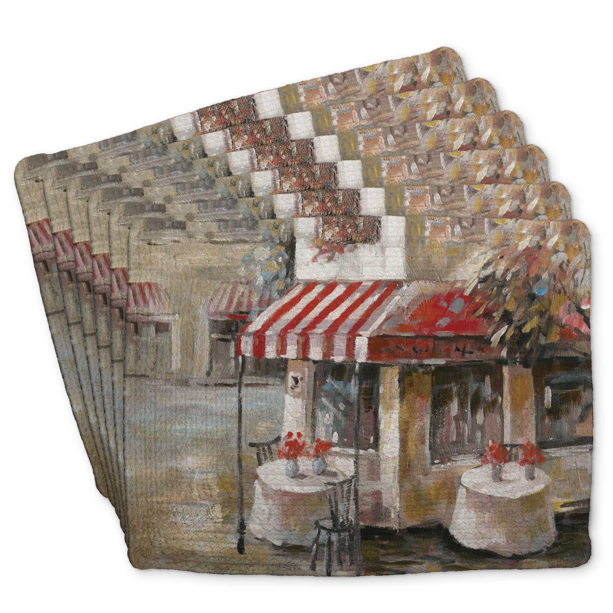 Picture of Begin Home Decor C6BP141833YNU4 14 x 18 in. Sunny Restaurant Terrace Braided Polyester Placemat for Home - Set of 6