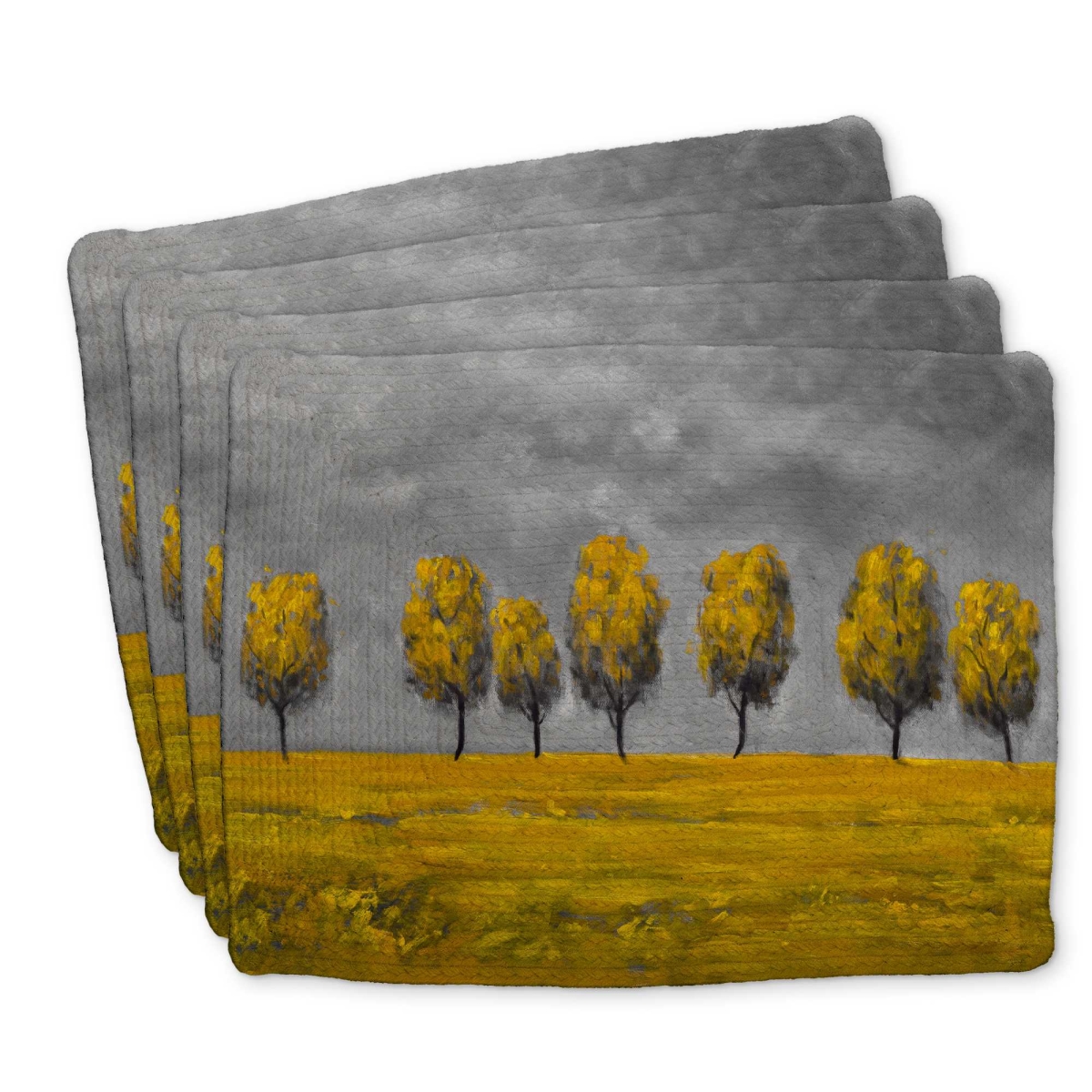 Picture of Begin Home Decor C4BP1418E8YWSC 14 x 18 in. Yellow Trees in A Field Braided Polyester Placemat - Decor - Set of 4