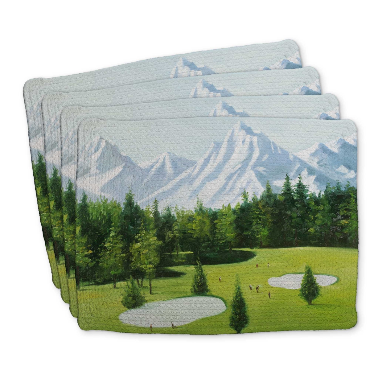 Picture of Begin Home Decor C4BP1418FV5H8A 14 x 18 in. Golf Course with Mountains View - Braided Polyester Placemat - Set of 4