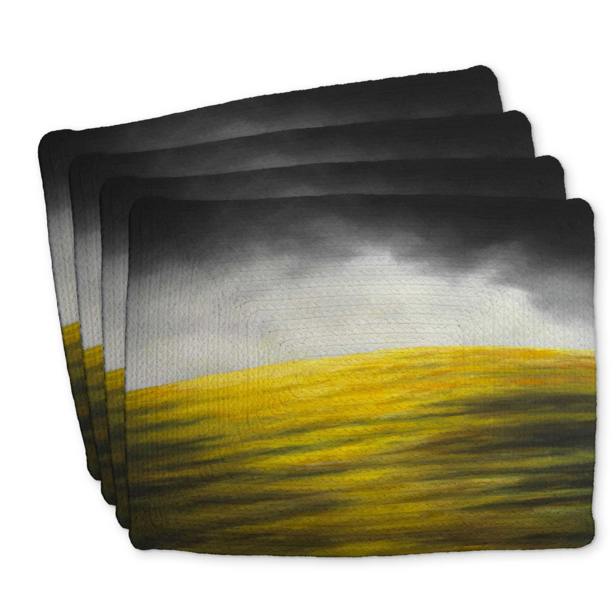 Picture of Begin Home Decor C4BP1418ILX24D 14 x 18 in. Yellow Hill Braided Polyester Placemat for Home Decor - Set of 4