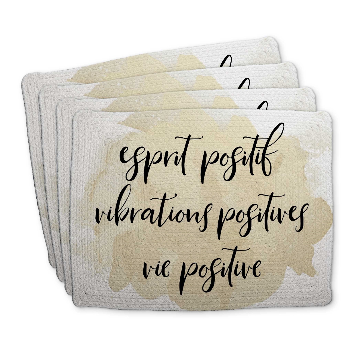 Picture of Begin Home Decor C4BP1418JX0947 14 x 18 in. Esprit Positif Vibrations Positives - Braided Polyester Placemat - Set of 4