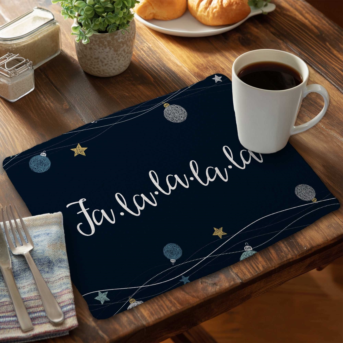 Picture of Begin Home Decor C4BP1418K1DTWY 14 x 18 in. Fa-La-La-La-La Song Braided Polyester Placemat - Home Decor - Set of 4