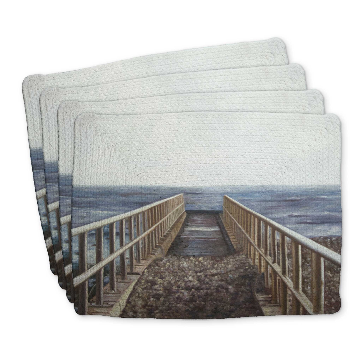 Picture of Begin Home Decor C4BP1418KSV5O3 14 x 18 in. Relaxing Beach Braided Polyester Placemat - Home Decor - Set of 4