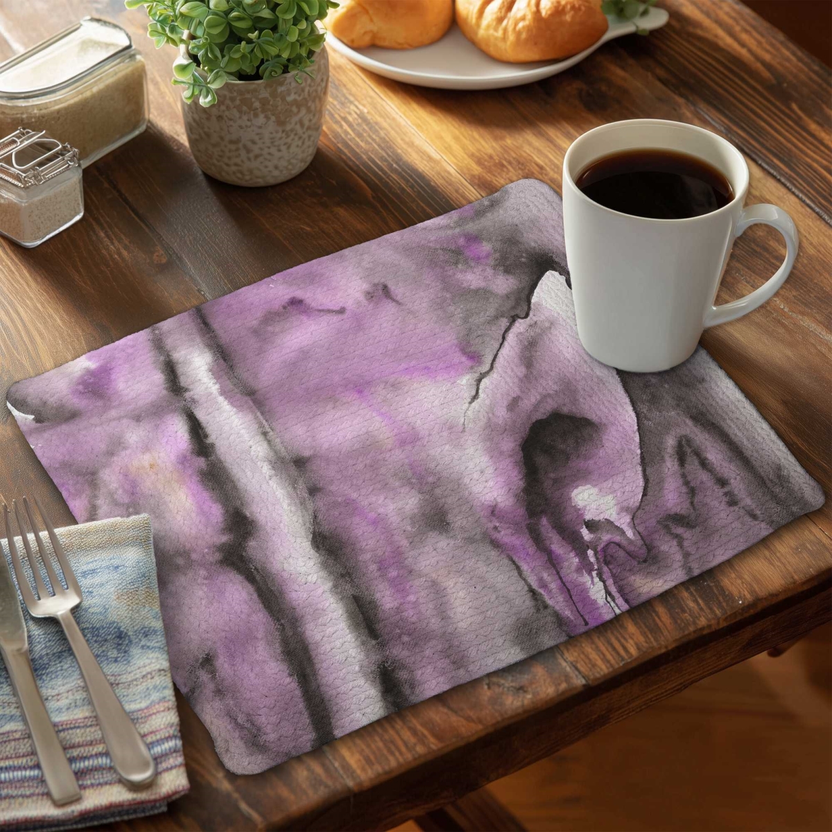 Picture of Begin Home Decor C4BP1418MFYUCY 14 x 18 in. Purple Braided Polyester Placemat - Stylish Decor Accent - Set of 4