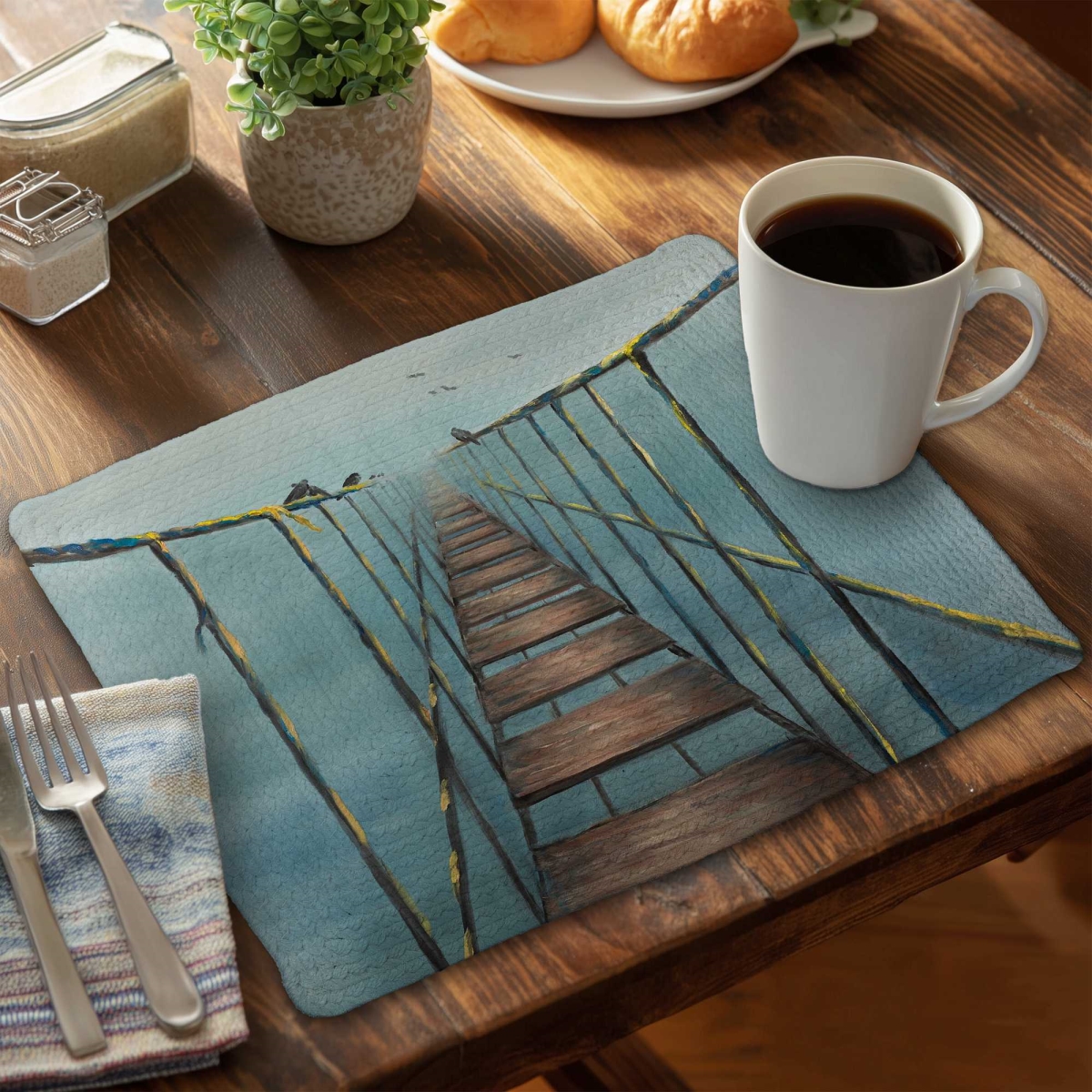 Picture of Begin Home Decor C4BP1418UKFD3C 14 x 18 in. In The Jungle - Braided Polyester Placemat for Home Decor - Set of 4