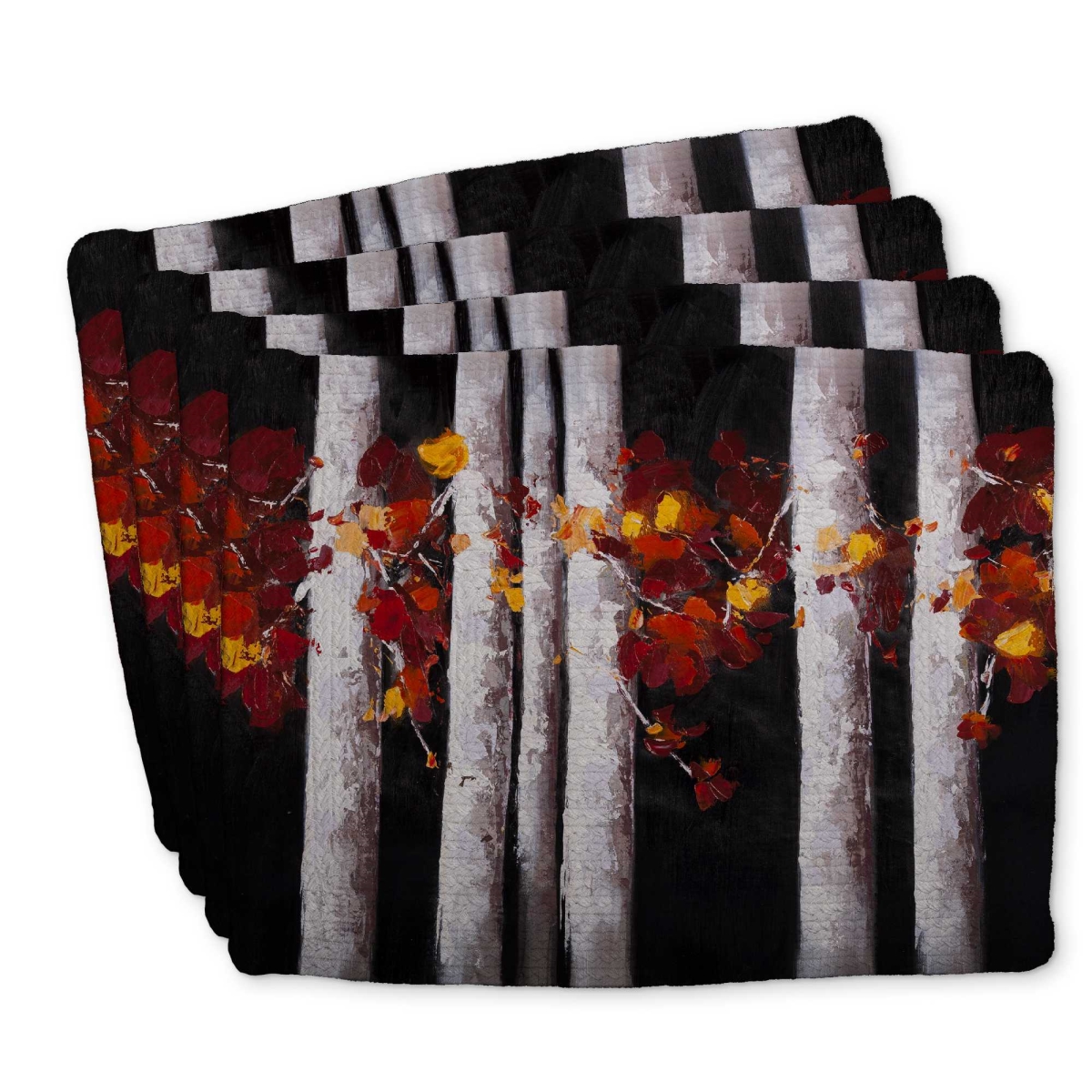 Picture of Begin Home Decor C4BP1418V5IFA9 14 x 18 in. White Trees with Orange Leaves - Braided Polyester Placemat - Set of 4