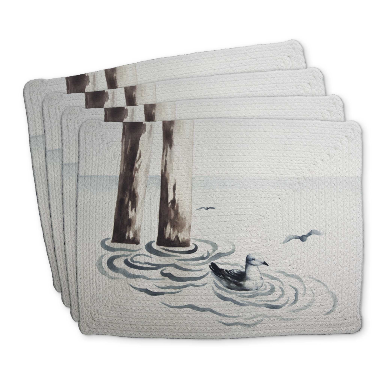 Picture of Begin Home Decor C4BP1418VXVXKB 14 x 18 in. Seagull Braided Polyester Placemat - Stylish Home Decor - Set of 4