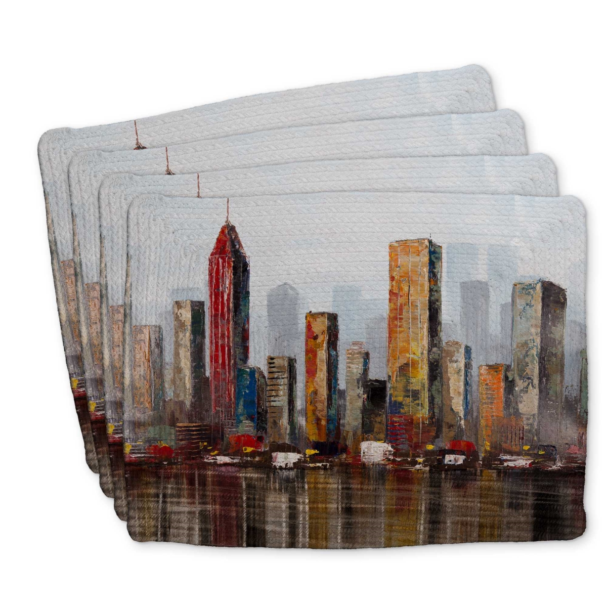 Picture of Begin Home Decor C4BP1418XD0FPK 14 x 18 in. Rust Looking City Braided Polyester Placemat - Home Decor - Set of 4
