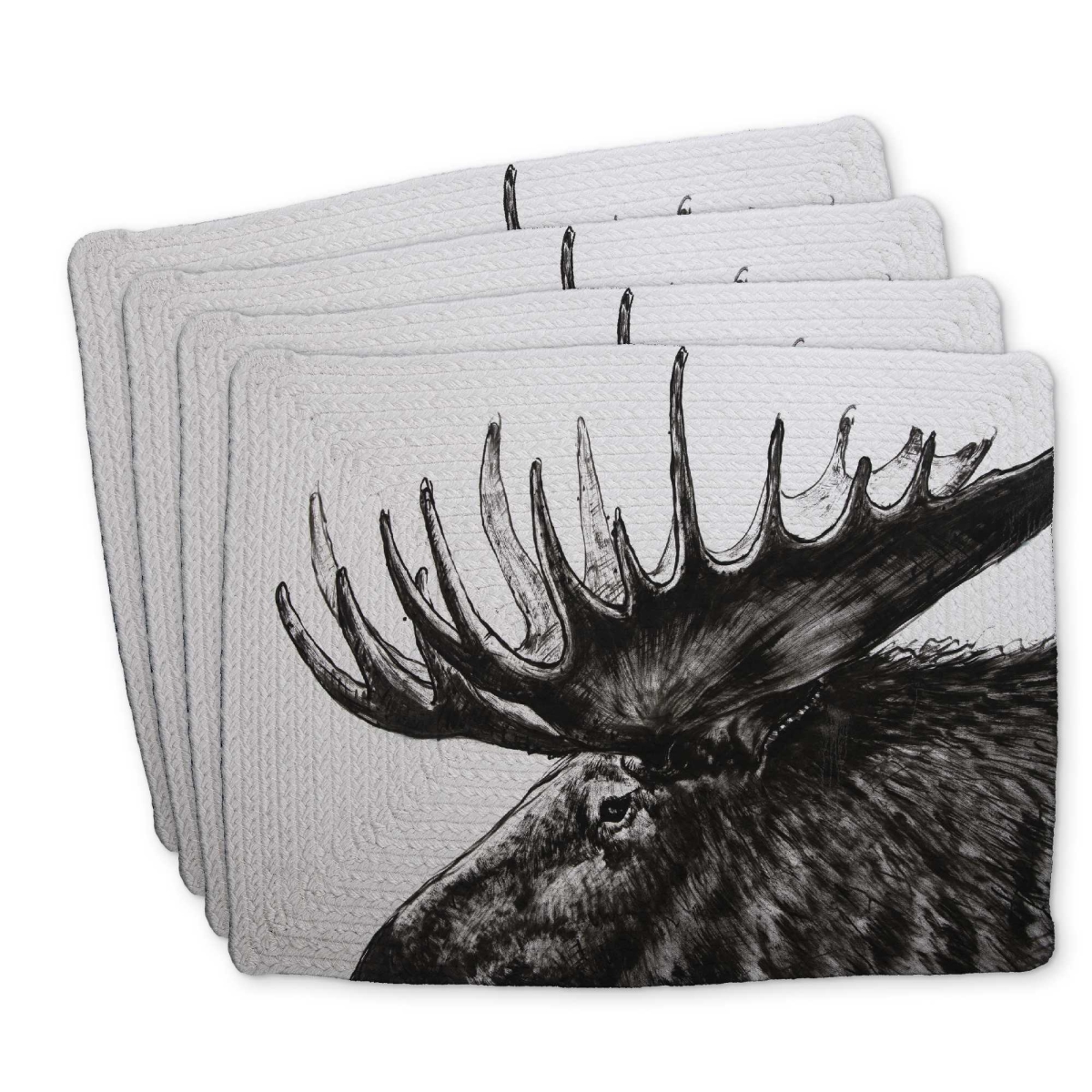 Picture of Begin Home Decor C4BP1418Z2XU2A 14 x 18 in. Moose Plume - Braided Polyester Placemat for Home Decor - Set of 4