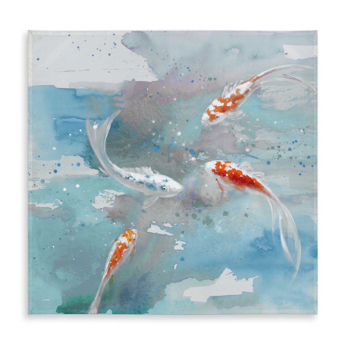 Picture of Begin Home Decor C1TC58581ZKNXB 58 x 58 in. Koi Fish in Blue Water Tablecloth - Exotic Gray Home Decor