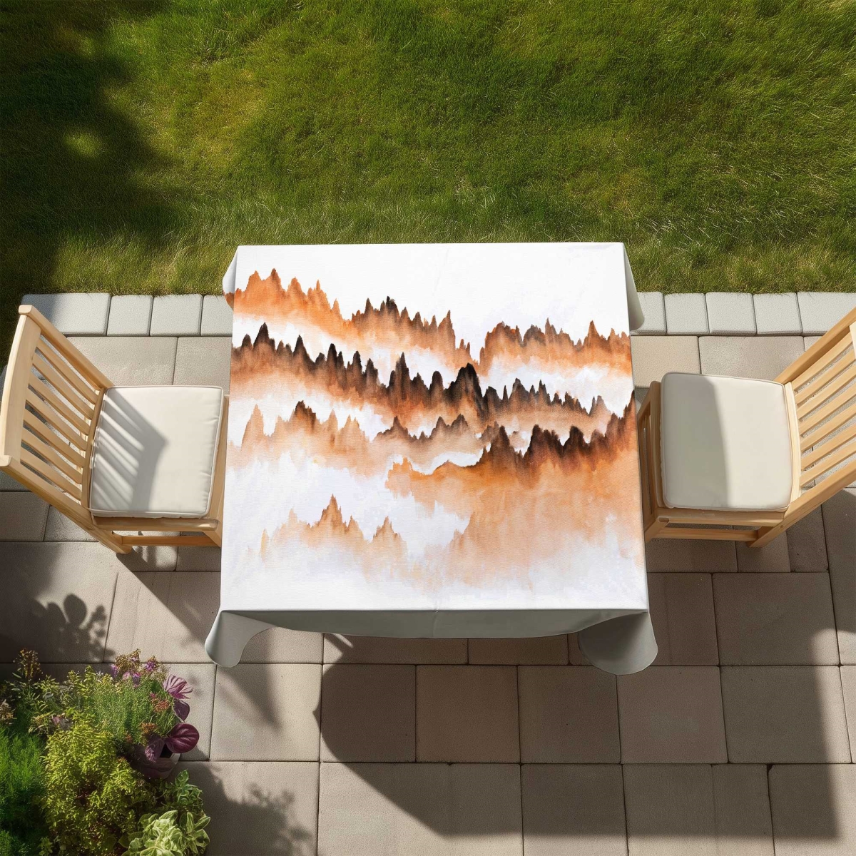 Picture of Begin Home Decor C1TC585859X0O5 58 x 58 in. Mountain of Fir Trees Tablecloth - Brown Minimalist Decor