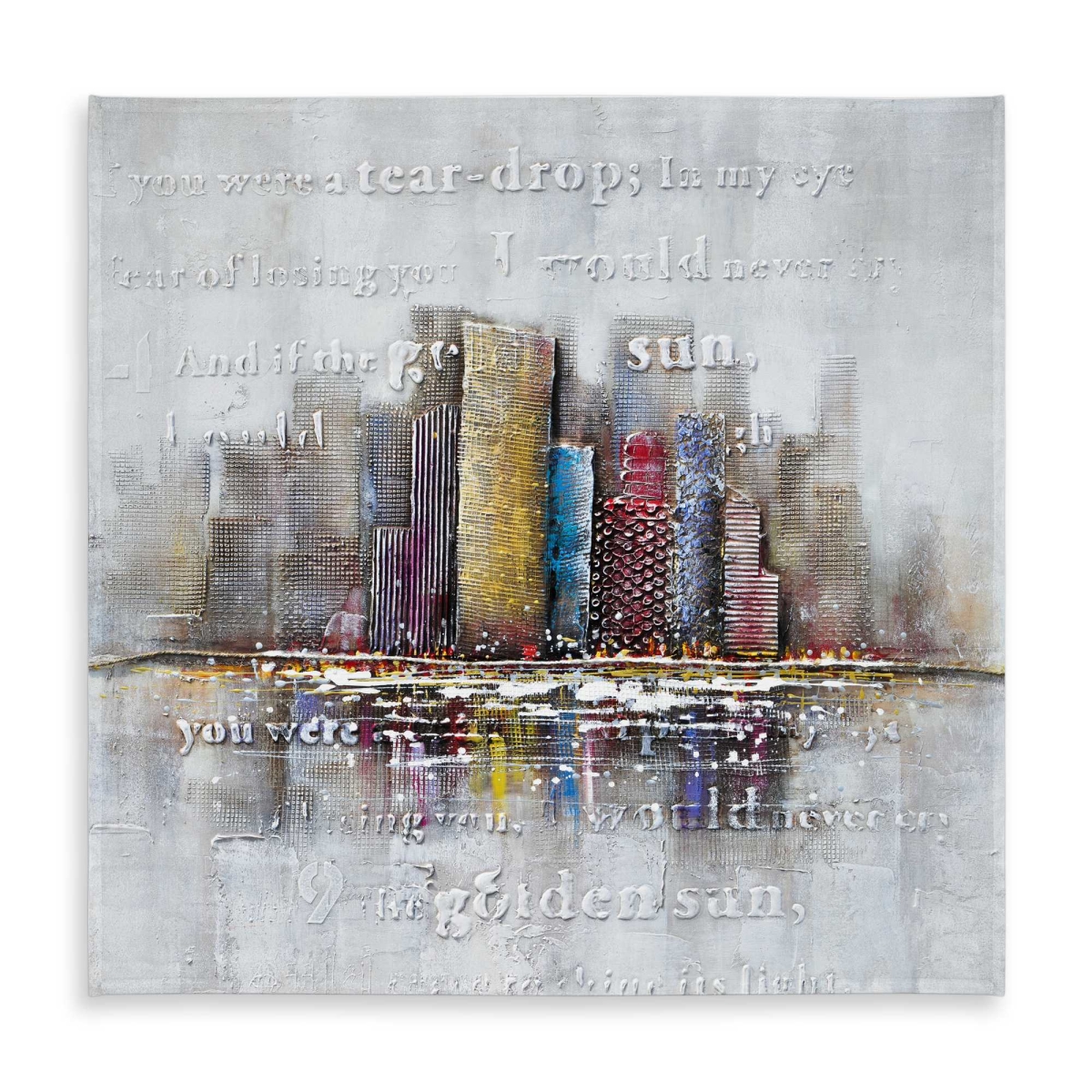 Picture of Begin Home Decor C1TC58589SEE58 58 x 58 in. Buildings with Typography in Relief - Modern Tablecloth