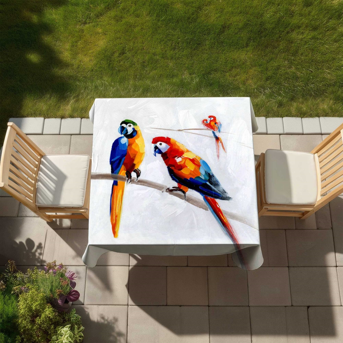 Picture of Begin Home Decor C1TC5858A9O5R6 58 x 58 in. Parrots on a Branch Tablecloth - Indoor & Outdoor Home Decor