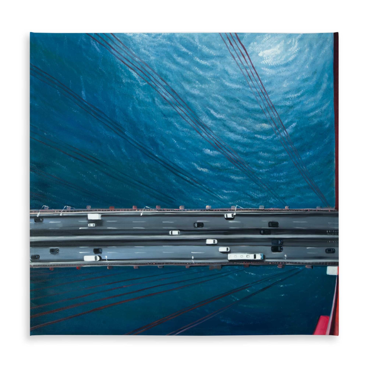 Picture of Begin Home Decor C1TC5858E1XQ05 58 x 58 in. Overhead View of Traffic on the Golden Gate Tablecloth - Gray Indoor & Outdoor