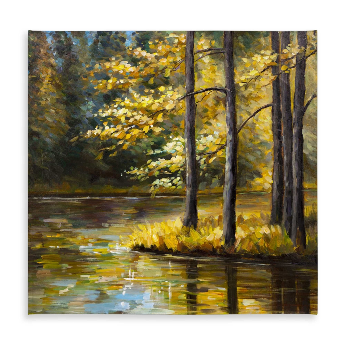Picture of Begin Home Decor C1TC5858F1A49T 58 x 58 in. Fall Landscape by The Water Tablecloth - Bedroom Blue Decor