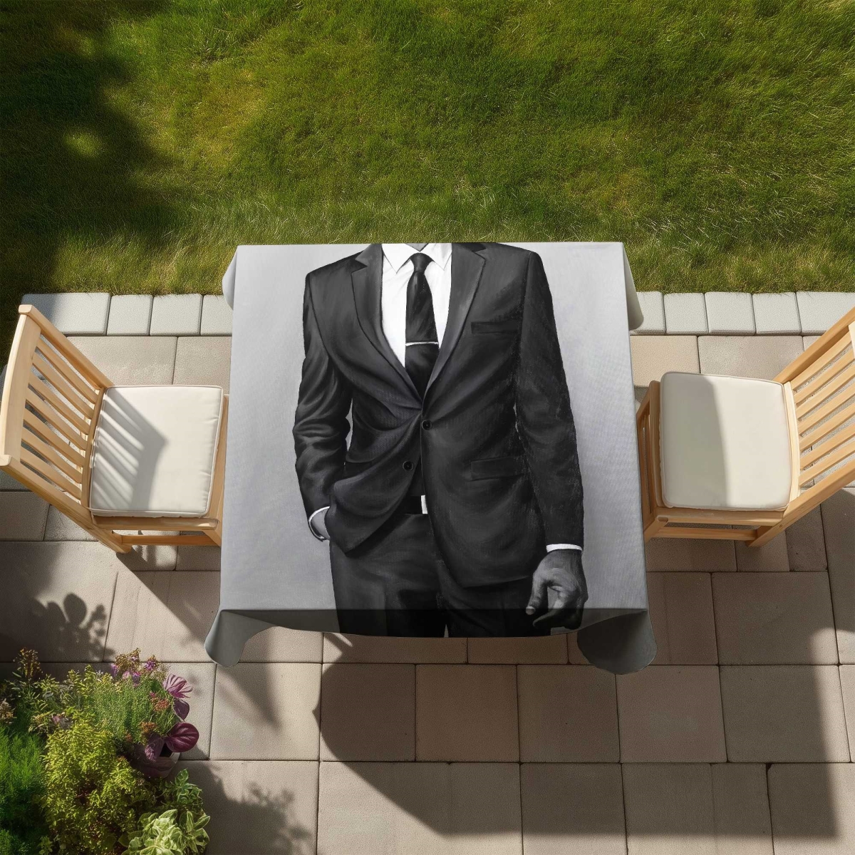 Picture of Begin Home Decor C1TC5858H0I41A 58 x 58 in. Man in A Great Costume Tablecloth - Fashion Office Decor