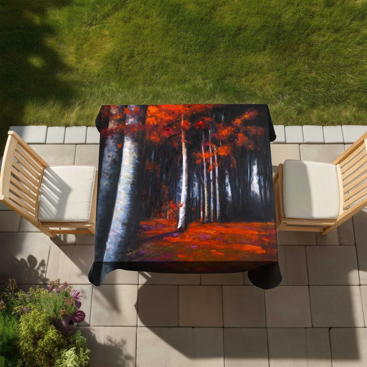 Picture of Begin Home Decor C1TC5858IAVW6Y 58 x 58 in. Mysterious Forest Tablecloth - Contemporary Indoor & Outdoor