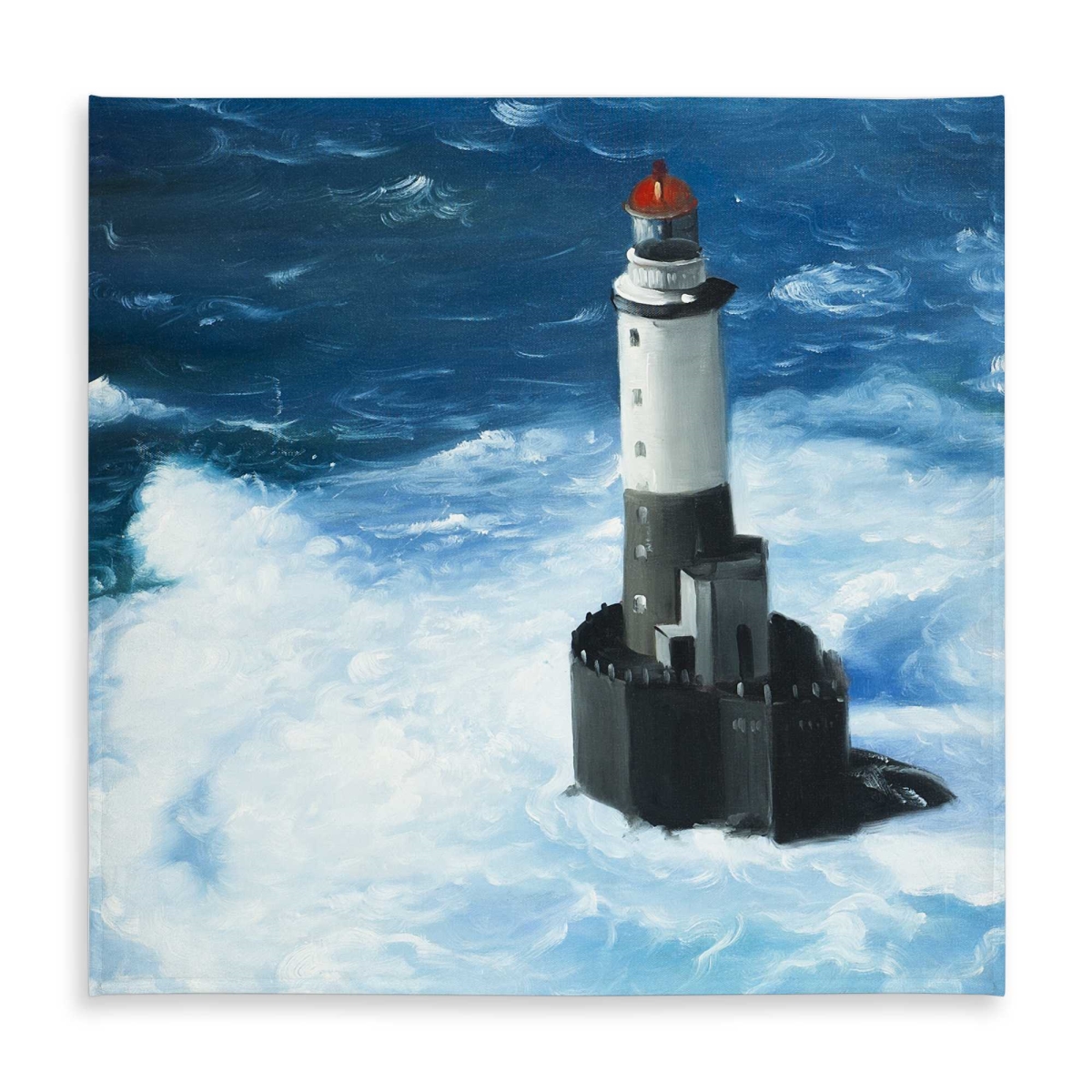 Picture of Begin Home Decor C1TC5858ILCE6K 58 x 58 in. Unleashed Waves on a Lighthouse Tablecloth - Hyperrealist