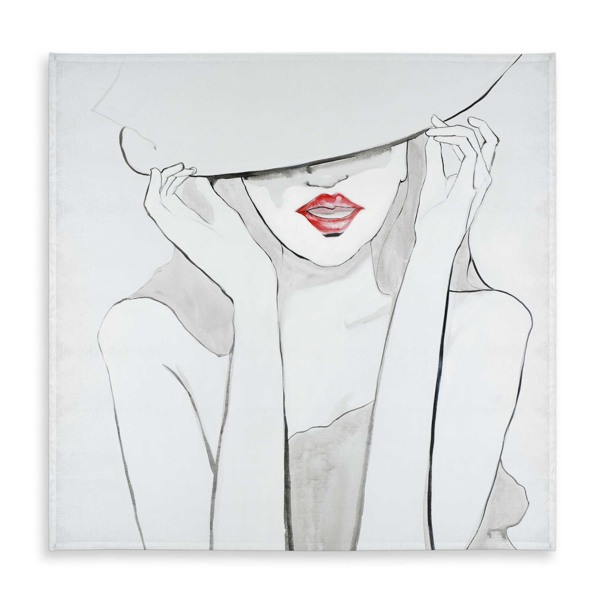 Picture of Begin Home Decor C1TC5858L8X09E 58 x 58 in. Woman with Big Hat Tablecloth - Figurative Beauty Decor