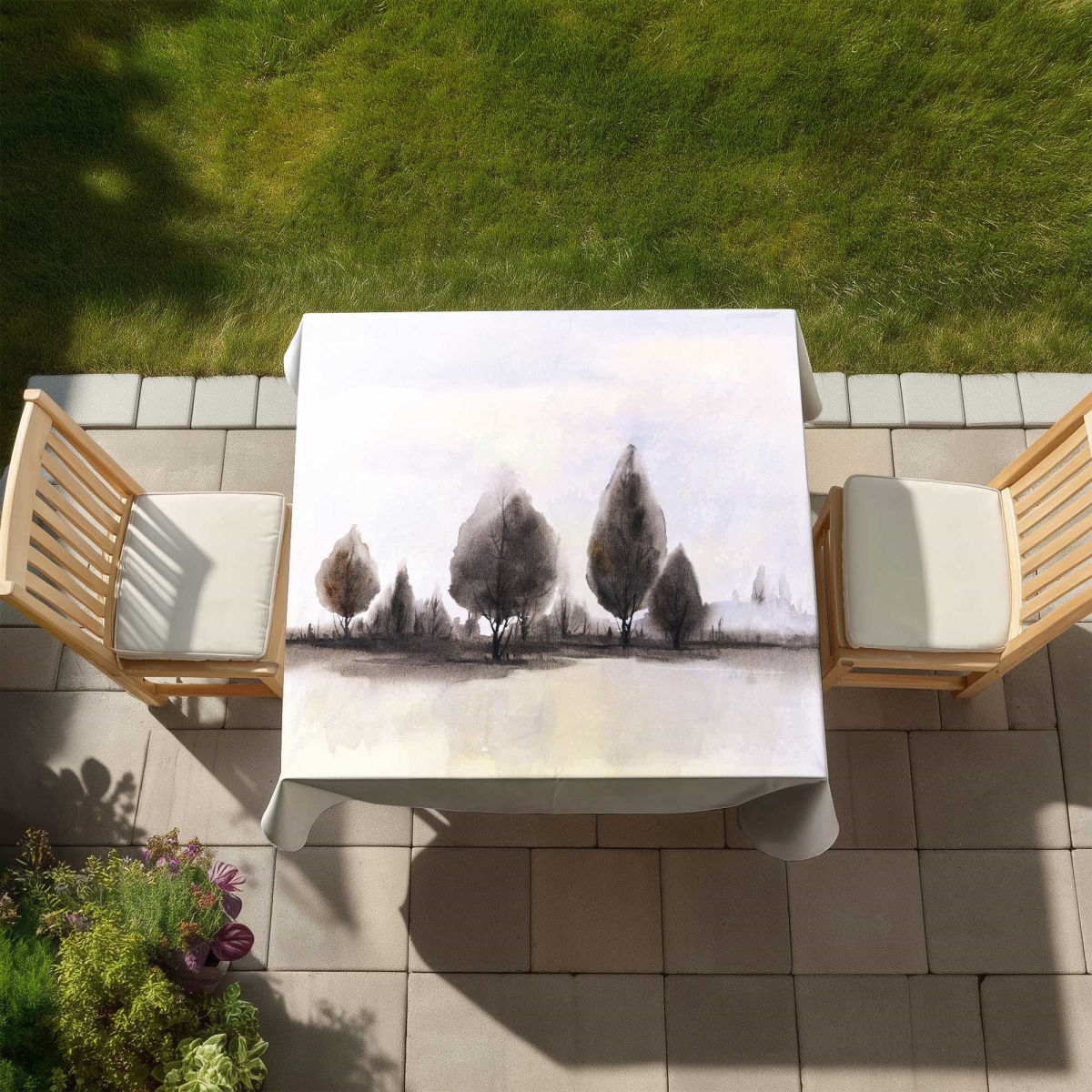 Picture of Begin Home Decor C1TC5858Q42YX3 58 x 58 in. Landscape of Trees Tablecloth - Indoor & Outdoor Home Decor