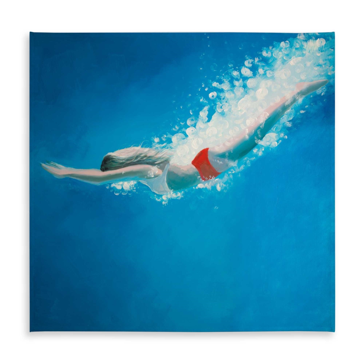 Picture of Begin Home Decor C1TC5858SSMMVW 58 x 58 in. Diving Jump Red Woman Tablecloth - Indoor & Outdoor Home Decor