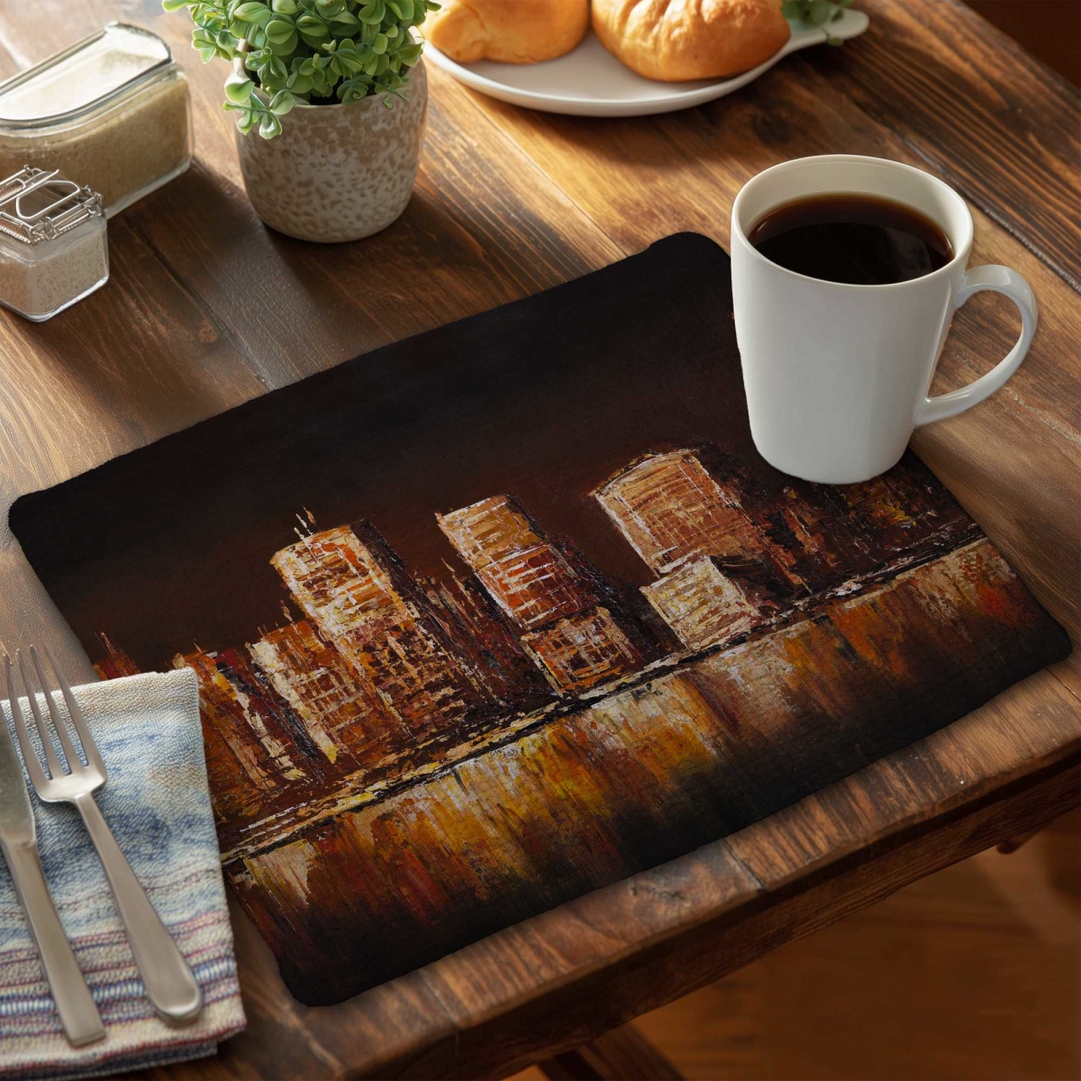 Picture of Begin Home Decor C4BP14180FX28K 14 x 18 in. City in Earth Colors - Braided Polyester Placemat - Set of 4