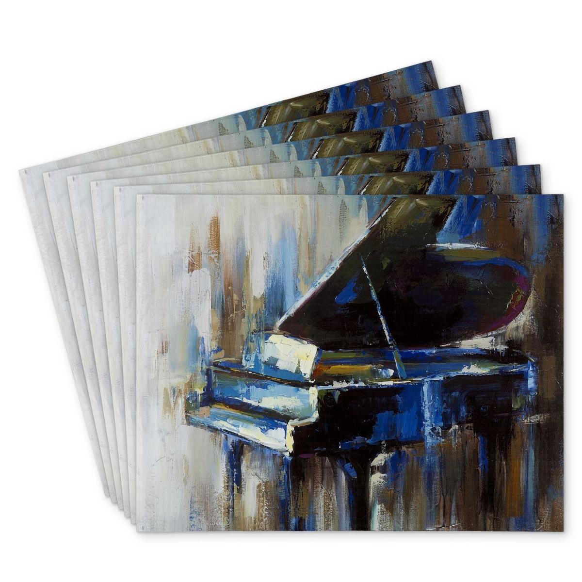 Picture of Begin Home Decor C6PP1418U3N2HD 14 x 18 in. Abstract Grand Piano Polyester Placemat - Home Decor Accent - Set of 6