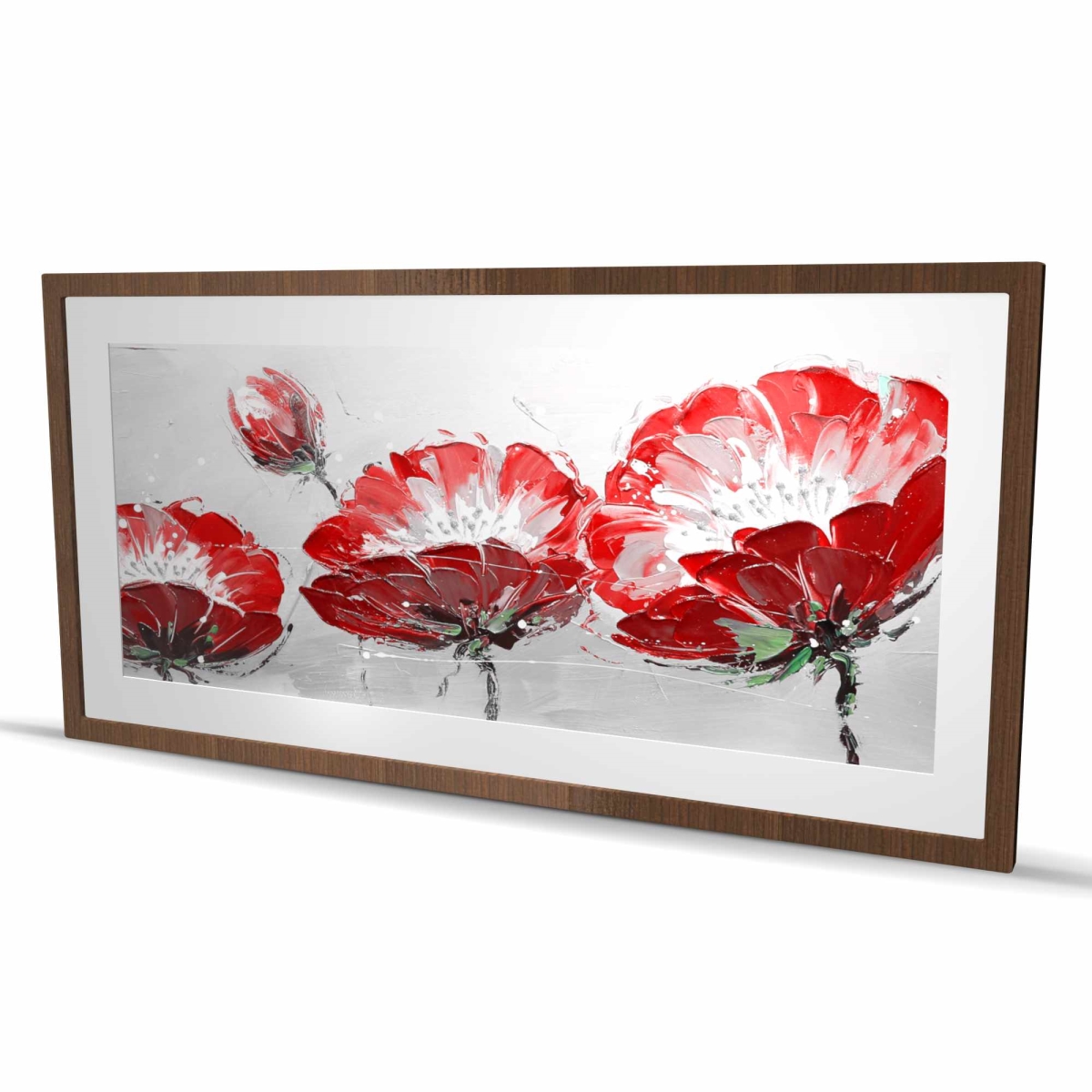 C1FM244841VBSW 24 x 48 in. Wild Flowers on Gray Background - White Framed Matted Print