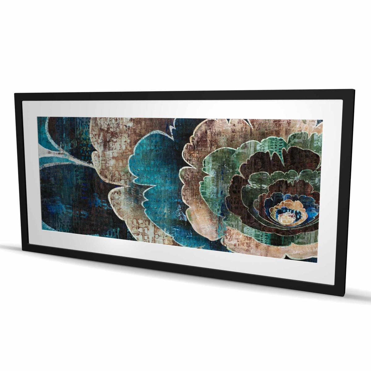 C1FM2448SCV7BG 24 x 48 in. Blue Flower Montage - Turquoise Floral Framed Print for Home