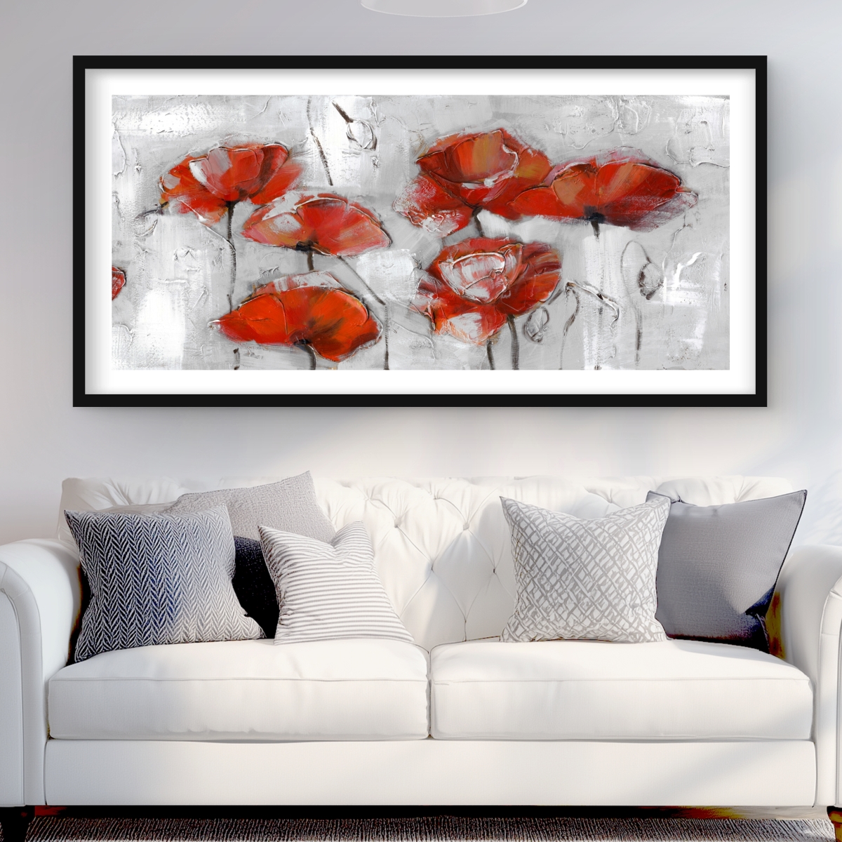 C1FM2448UTHOFS 24 x 48 in. Abstract Poppies - Floral Matted Print for Home Decor