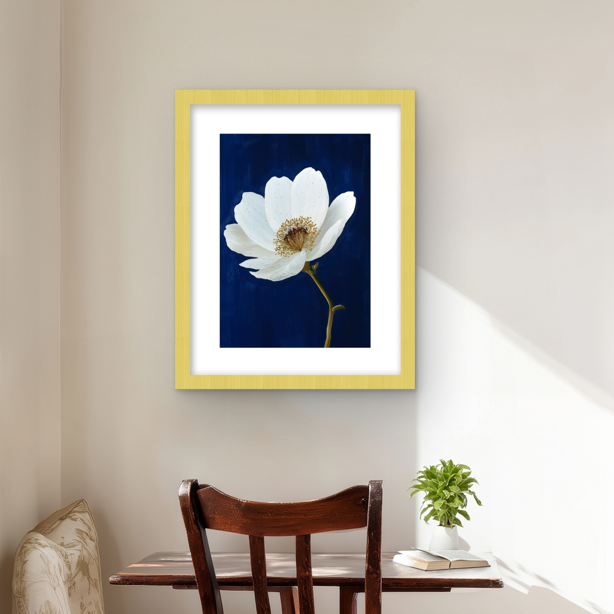 C1FM16207YIPAK 16 x 20 in. Bright on Blue - Floral Botanical Framed Matted Print Decor