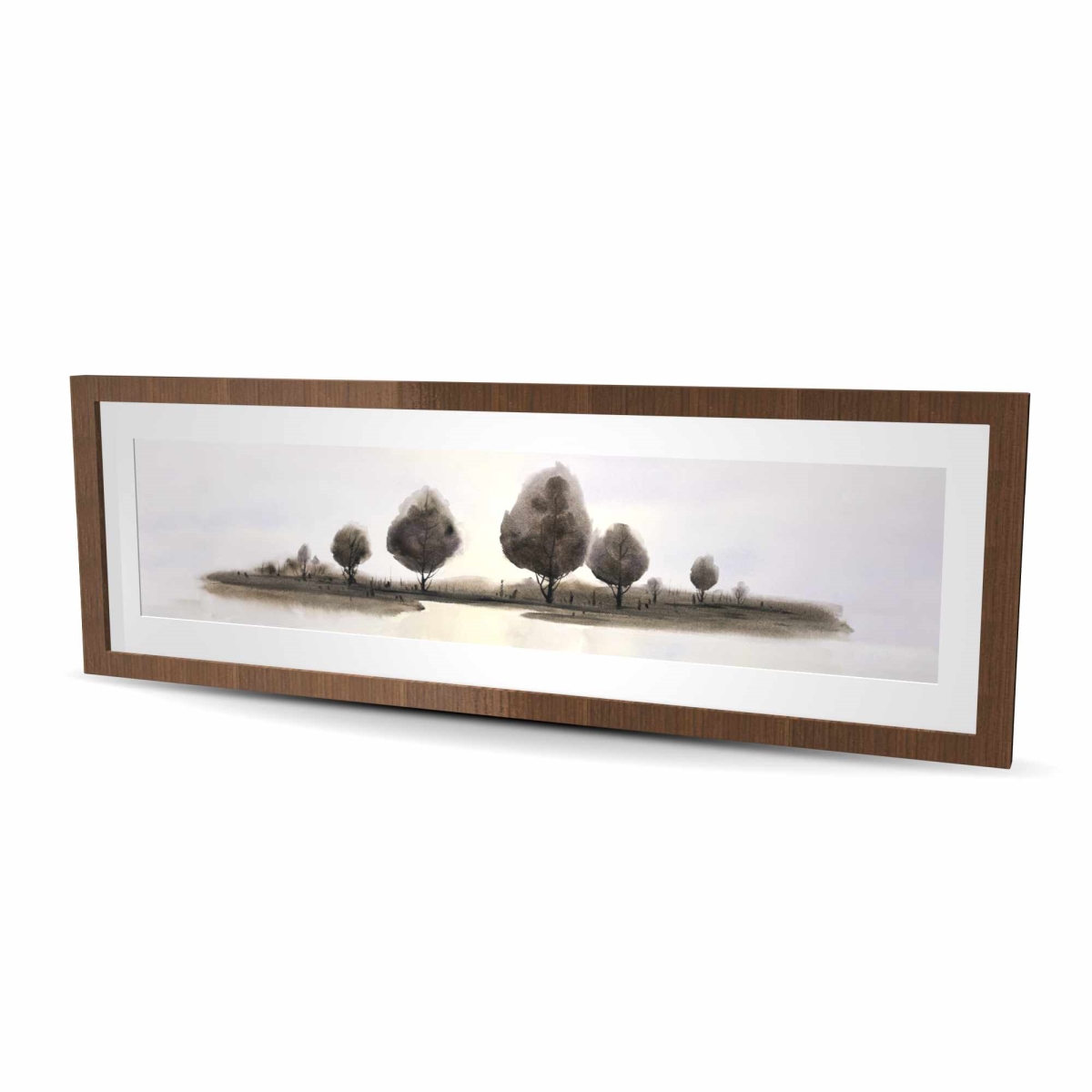 C1FM1648Q43QIH 16 x 48 in. Abstract Landscape of Trees - Blue Landscapes Framed Print