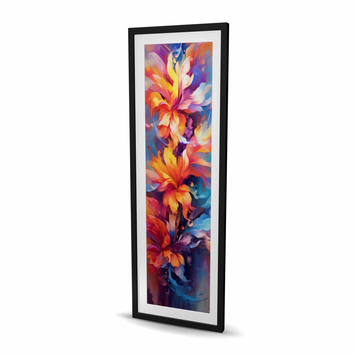 C1FM2060EOFKIZ 20 x 60 in. Colorful Plants - Blue Framed Matted Print for Home Decor
